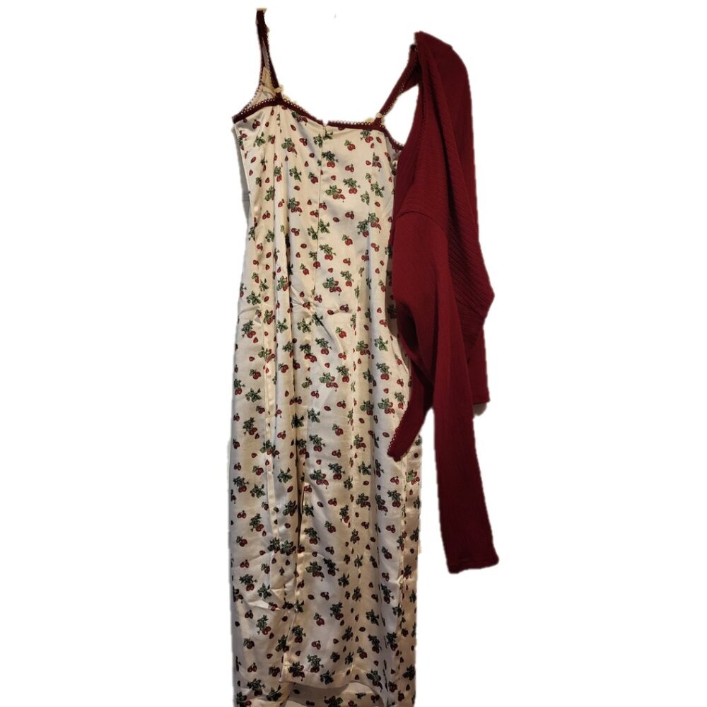 Lacemade Strawberry Farm Dress+ Cardigan Set
